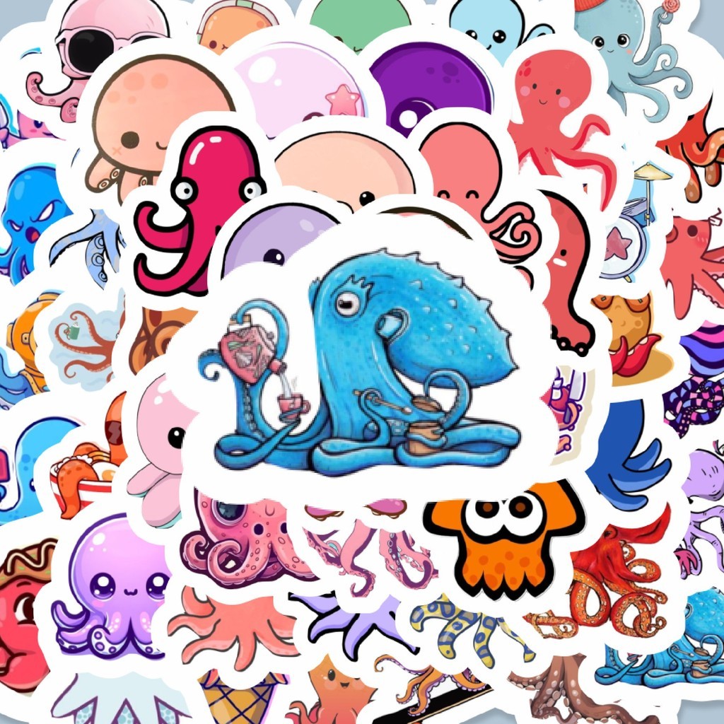 

100PCS Lucu Stiker Baby Octopus [Gurita] Stiker Aesthetic Stiker Anti Air Stikers Berperekat Waterproof sticker decal buat Motor Helm Buku Journal Koper Casing HP Laptop Botol Minum Hadiah anak