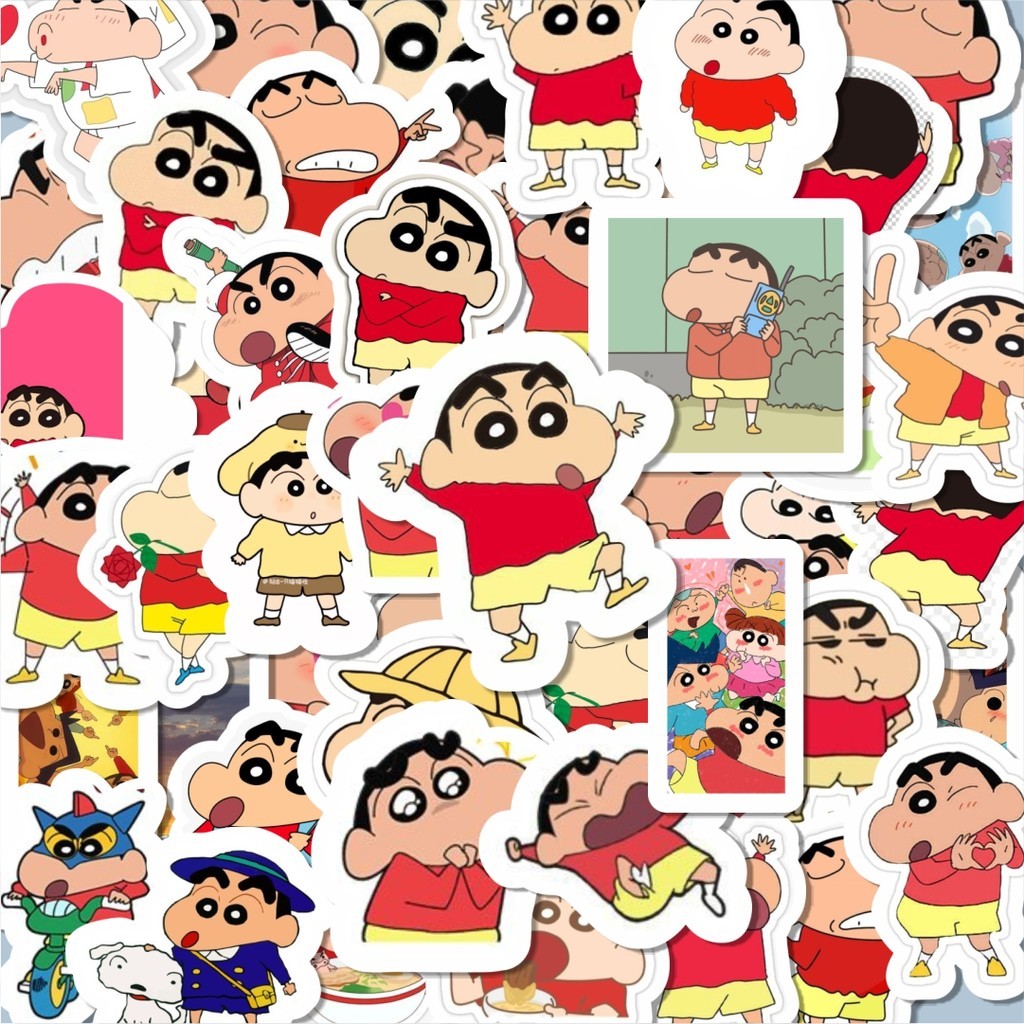 

100PCS Lucu Stiker Kartun Shincan Stiker Aesthetic Stiker Anti Air Stikers Berperekat Waterproof sticker decal buat Motor Helm Buku Journal Koper Casing HP Laptop Botol Minum Hadiah anak
