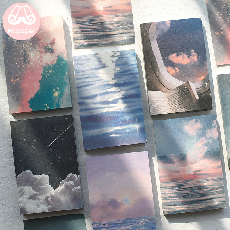 

Mr Paper 100pcs/lot Ins Style Rainbow Star Sunset Waves Loose Leaf Memo Pads Minimalist Write Down Points Artsy Style Memo Pads