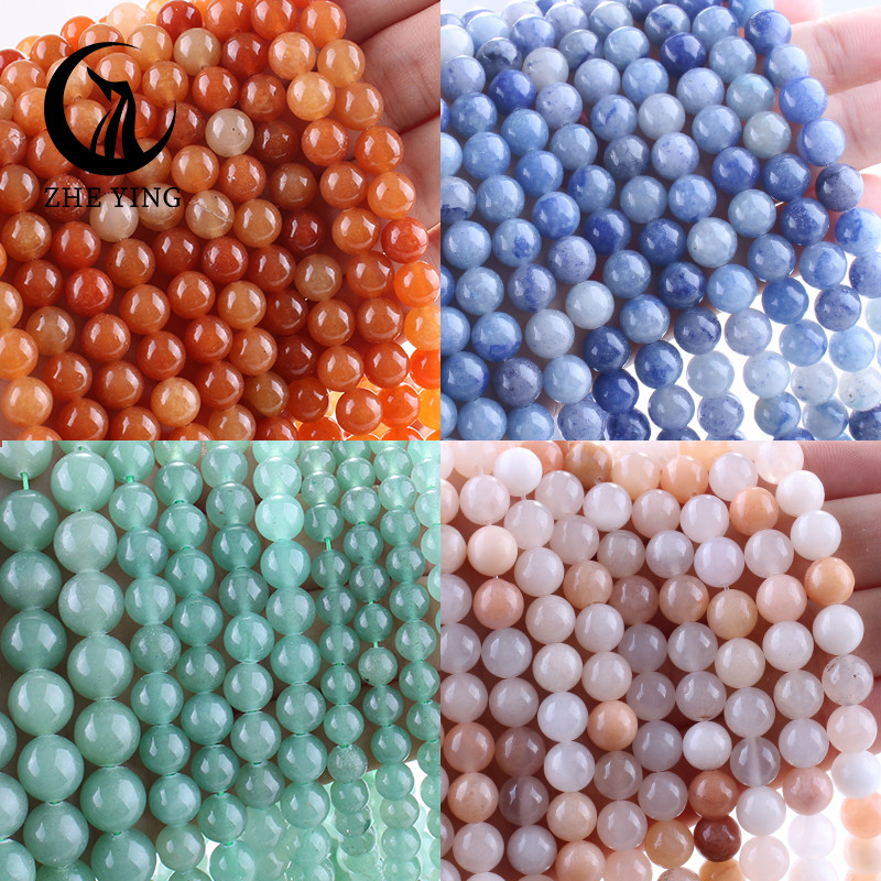 

New Natural Aventurine Stone Beads 6 8 10mm Red Green Blue Purple Round Loose Beads For Jewelry Making DIY Bracelets Accessories
