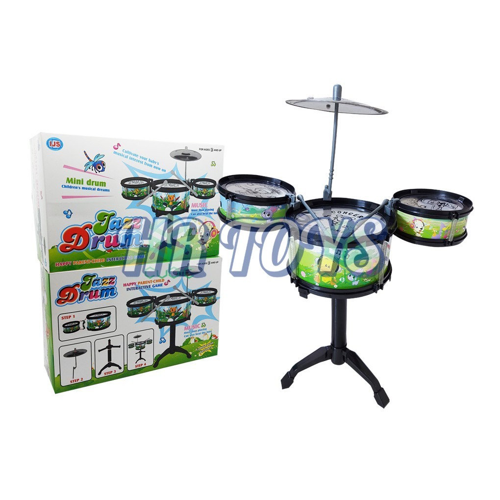 Mainan Drum Anak Jazz Drum – Set Drum Mini Anak Lengkap + Stik | Musik Edukatif
