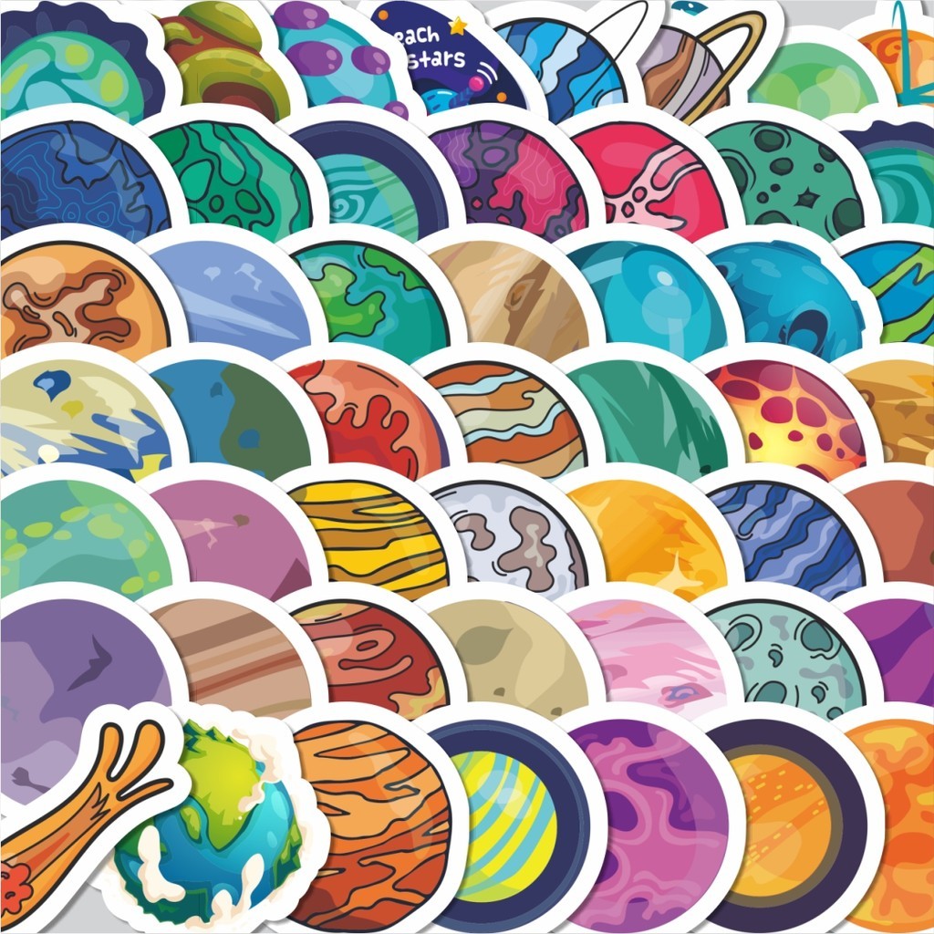 

Stiker Cutting Pack Stiker Planet Luar Angkasa Isi 100Pcs Series Aesthetic Lucu Keren Untuk Koper Bahan Vynil