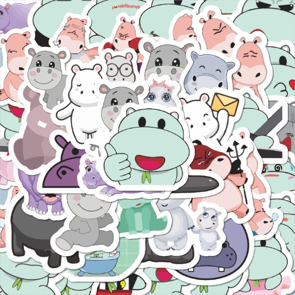 

100PCS Lucu Sticker Hewan Kudanil Stiker Aesthetic Stiker Anti Air Stikers Berperekat Waterproof sticker decal buat Motor Helm Buku Journal Koper Casing HP Laptop Botol Minum Hadiah anak