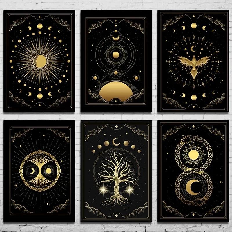 

anvas Painting Posters and Prints Wall Art Tarot Constellation Card Artistic Poster Horoscope Divination Abstract Animals