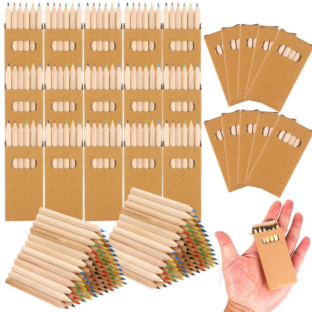 

36/12pcs 8.8CM Mini Colored Pencil in Kraft Box Kawaii Kids Children Draw Pen Cute Wooden Colored Pencil for School Party Gift