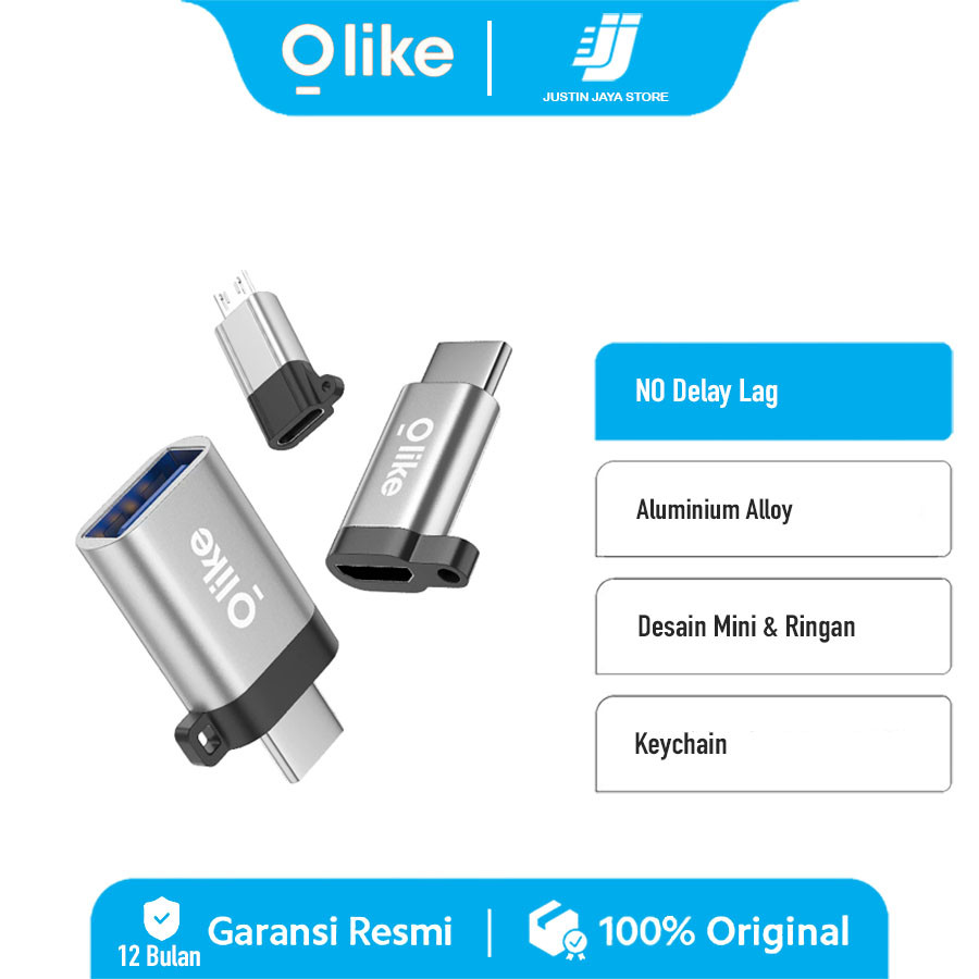 OLIKE Adapter OTG Tipe-C & Micro USB | OTG01 OTG02 OTG03 | Hitam Silver - Type-C ke Micro, Micro ke 