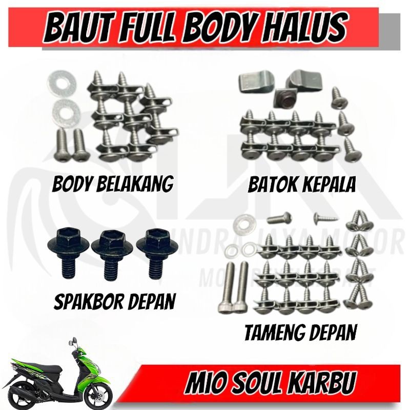 Baut Full Body halus Mio soul karbu / Baut Fullset Body halus Yamaha Mio soul karbu - MURAH