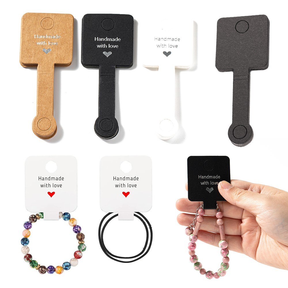 

50Pcs 4x10cm Self Adhesive Display Card Paper Price Tag for Bracelet Key Ring Keychain Jewelry Packaging Labels Small Business