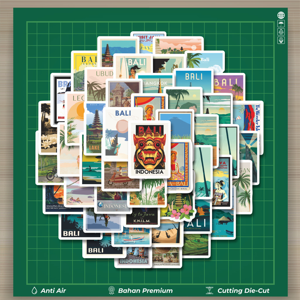 

HOT 50 PCS STIKER Stiker Poster Bali Style Travel Stiker Fashion Cars Decal Dingin Kartu Album Custom Vinyl Anti Air- Sticker Aesthetic Buku Journal Koper Casing HP Tablet Laptop Helm Motor Botol Minum