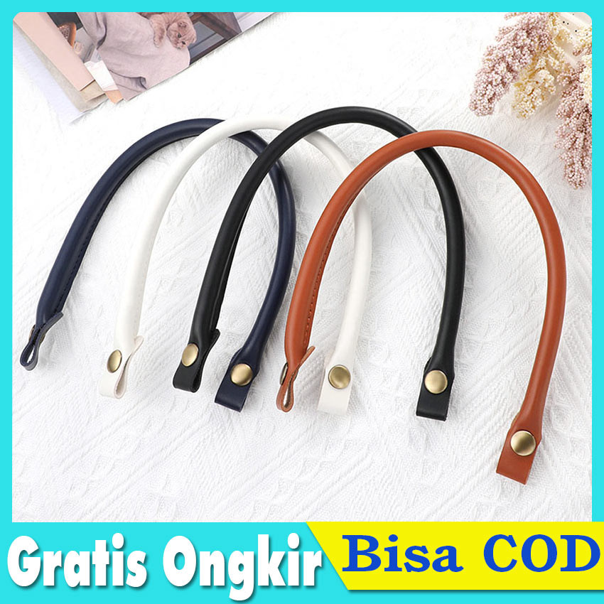 Gagang Tas Wanita Tali Rajut & Kulit Sintetis - Handle Tote Bag DIY, Gantungan Tas Simpel Warna-Warn