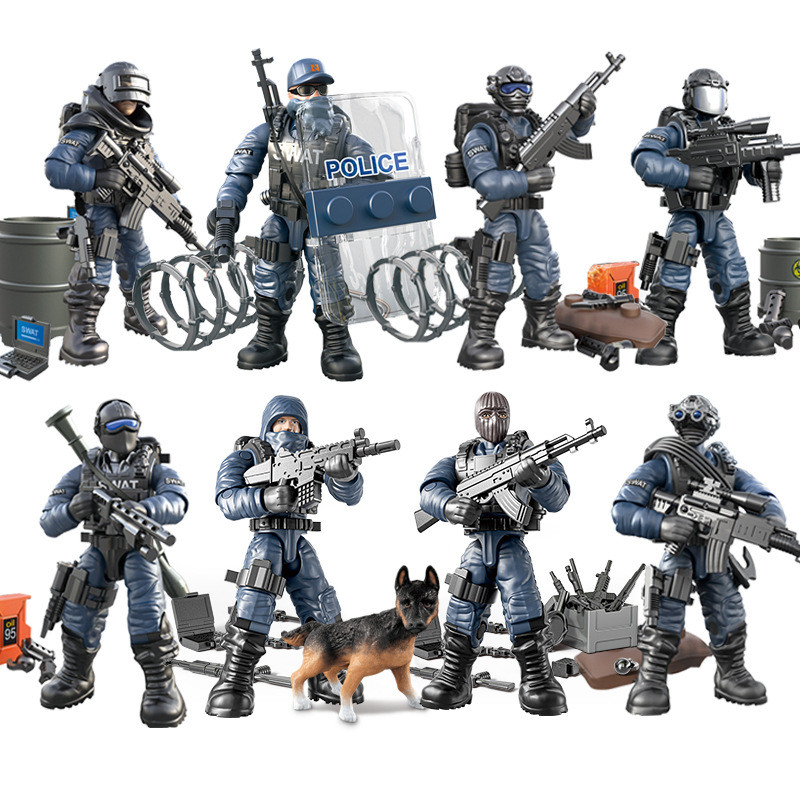 New WW2 Special Force SWAT Police Military Building Block World War 2 USA Army Soldier Figure MOC Bl