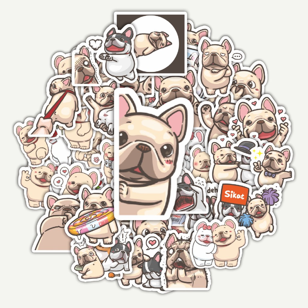 

Sticker Pack Stiker Kartun French Bulldog | Sticker TUMBLR | Stiker LAPTOP KOPER HELM