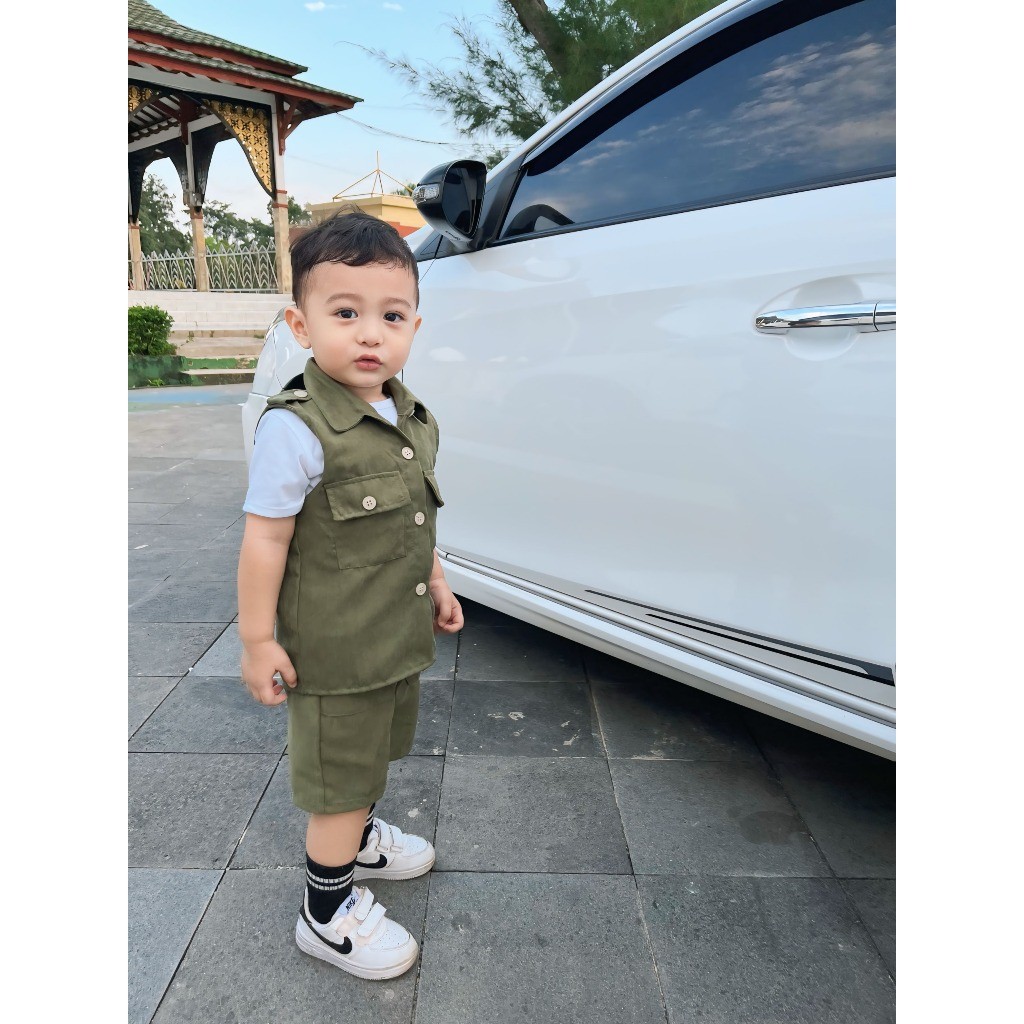 NK33SS MAXWELLPRO SETELAN 3IN1 KEMEJA ANAK LAKI-LAKI DAFI K011