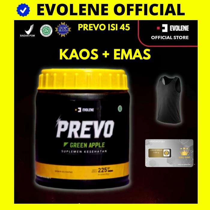 Hot Produk PREVO 1 BOTOL 45 PRE WORKOUT EVOLENE PREVOLENE BPOM HALAL PREWORKOUT - KAOS+EMAS Terbaik 