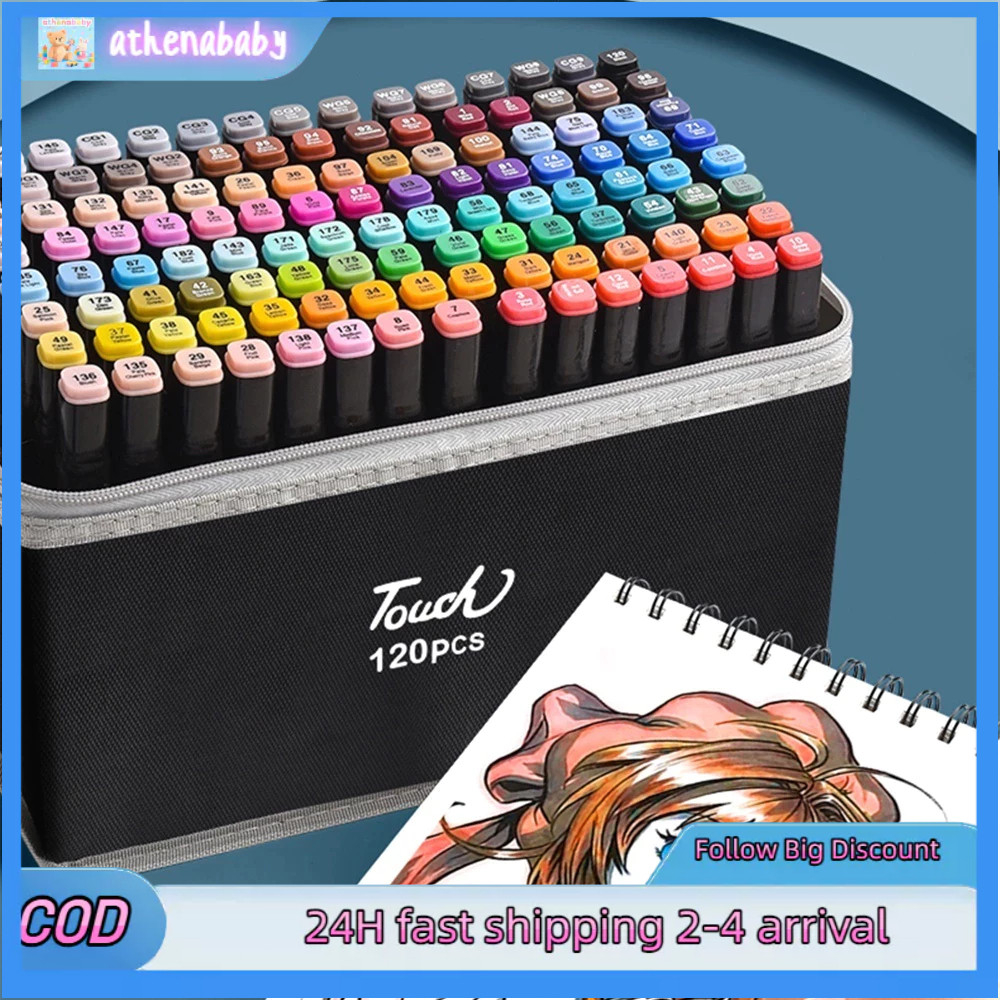 

[COD] 120/168/204pcs Spidol Warna Warni Dual Side Fine Art Brush Twin Market Set Spidol Spidol PermanenCO