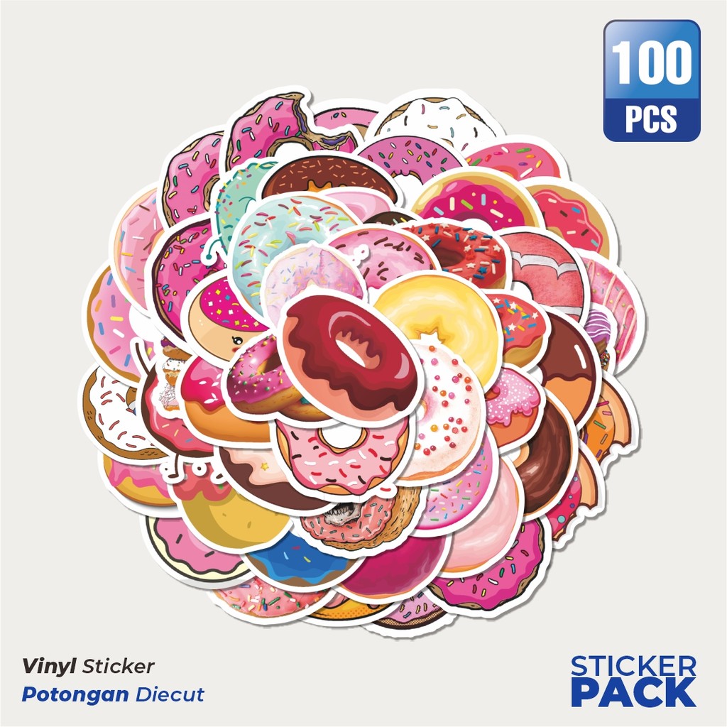 

Super Hemat! 100 PCS Stiker Delicious Doughnut [Donat Lezat] Waterproof Aesthetic- Untuk Laptop, Motor, dan Helm - Paper Stationery Pack