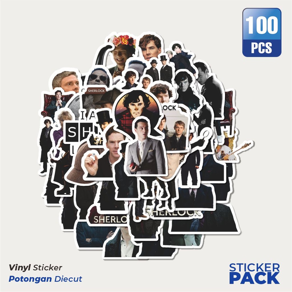

Super Hemat! 100 PCS Stiker Sherlock Series Waterproof Aesthetic- Untuk Laptop, Motor, dan Helm - Paper Stationery Pack