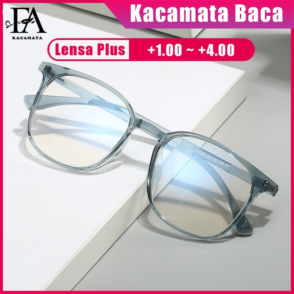 FOMAMATA Kacamata Baca Plus Pria Wanita Besar Frame Anti Radiasi Blueray Kaca Mata Optik 90306