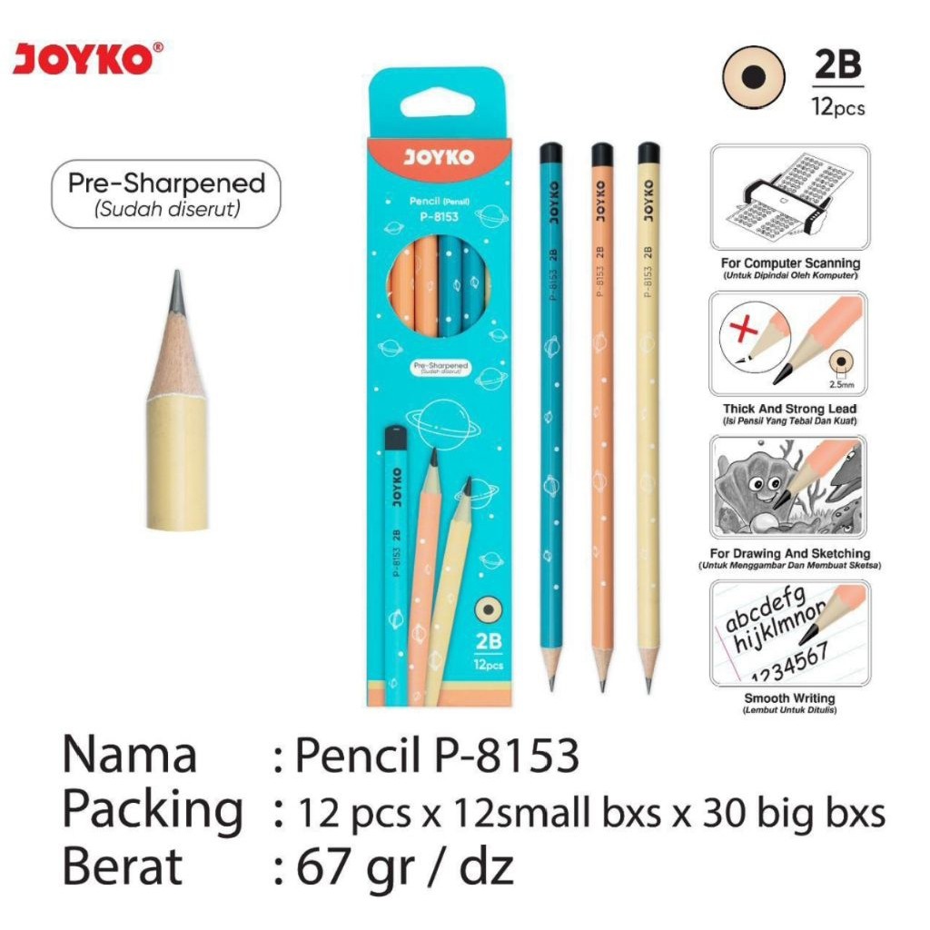 

Pensil 2b Joyko P.8153 ( 1pak/12pcs )