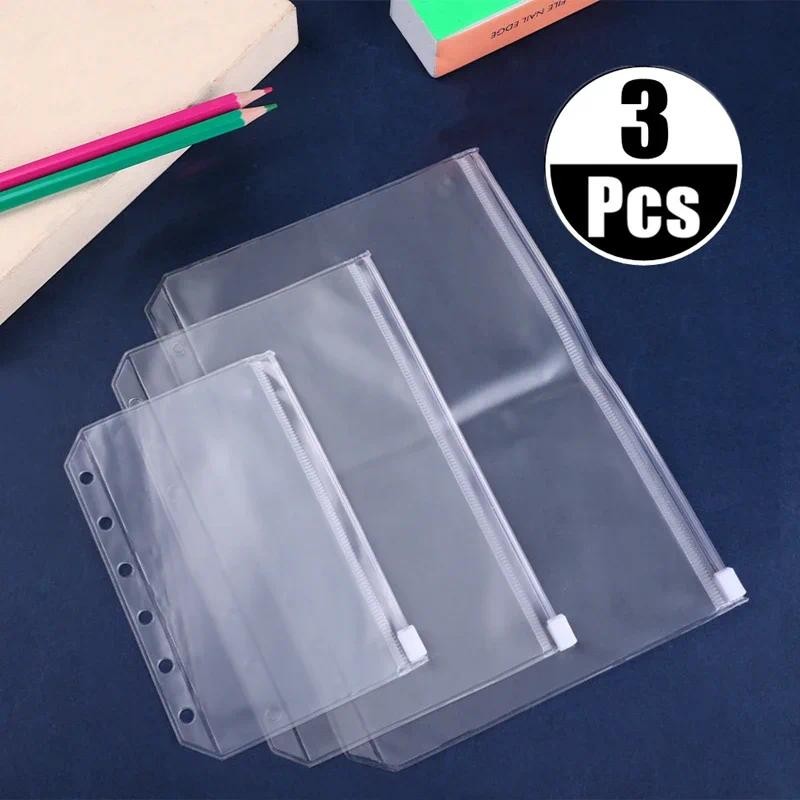 

A5 A6 A7 6-Hole Binder Pockets Waterproof PVC Cash Budget Envelopes Zipper Binder Pouches for Notebook Planner Journey Binders