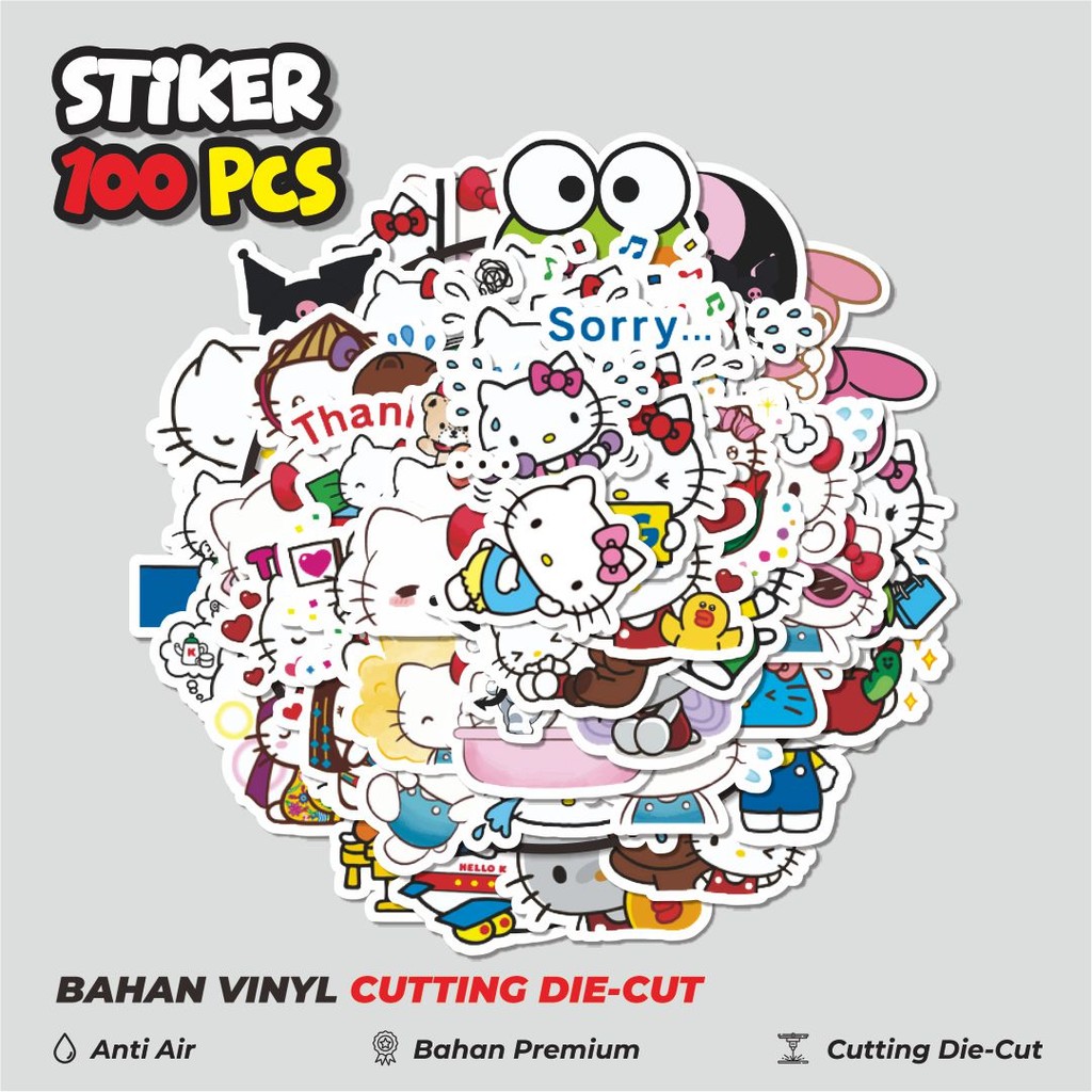 

Terbaru! 50 pcs Stiker Kartun Hello Kitty V9 Dekorasi Lucu Kreatif untuk Notebook, Skateboard, HP