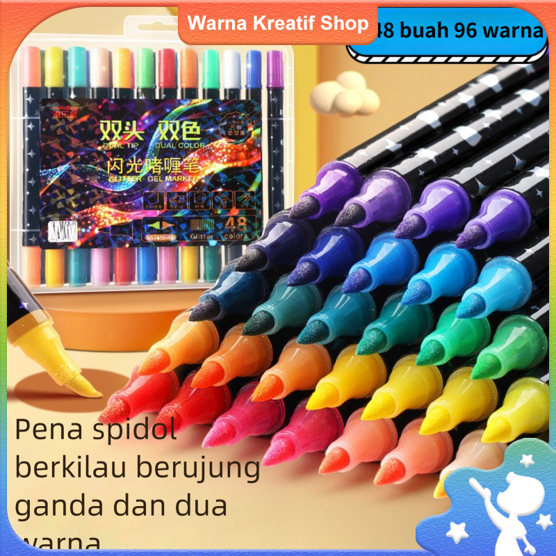 

Spidol Glow 2 Warna Dalam 1 Goresan Glitter Metalik Spidol Fluorescen Watercolor Pearl Alat Lukis Holografik Untuk Bullet Journal Scrapbook Dekorasi DIY Set Alat Tulis Sekolah