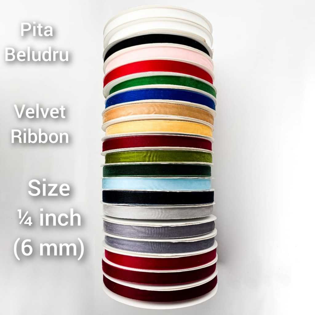 

1 Meter - 6 mm | Pita Hampers Sovenir | Pita Velvet Premium / Beludru ¼ inch