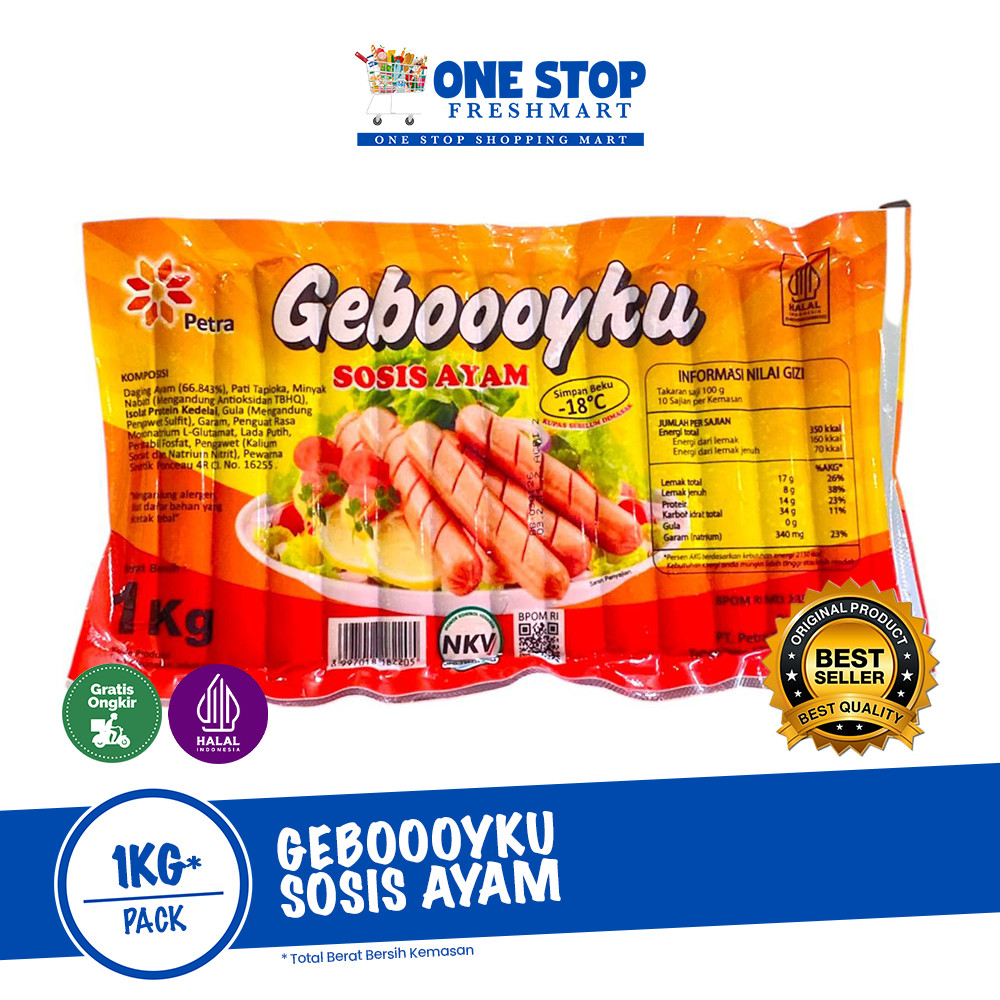 

GEBOOOYKU SOSIS AYAM 1KG / SOSIS GEBOYKU AYAM 1KG
