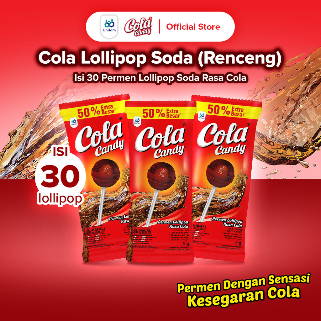 

Permen Cola Lollipop Hanger 1 Pak isi 30 Pcs (1 Pak)