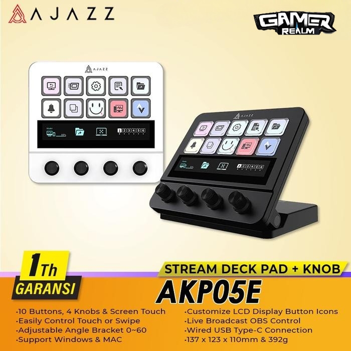 Ajazz AKP05 / AKP05E Multi-Function Desktop Assistant Stream Deck LCD Keys Control Pad