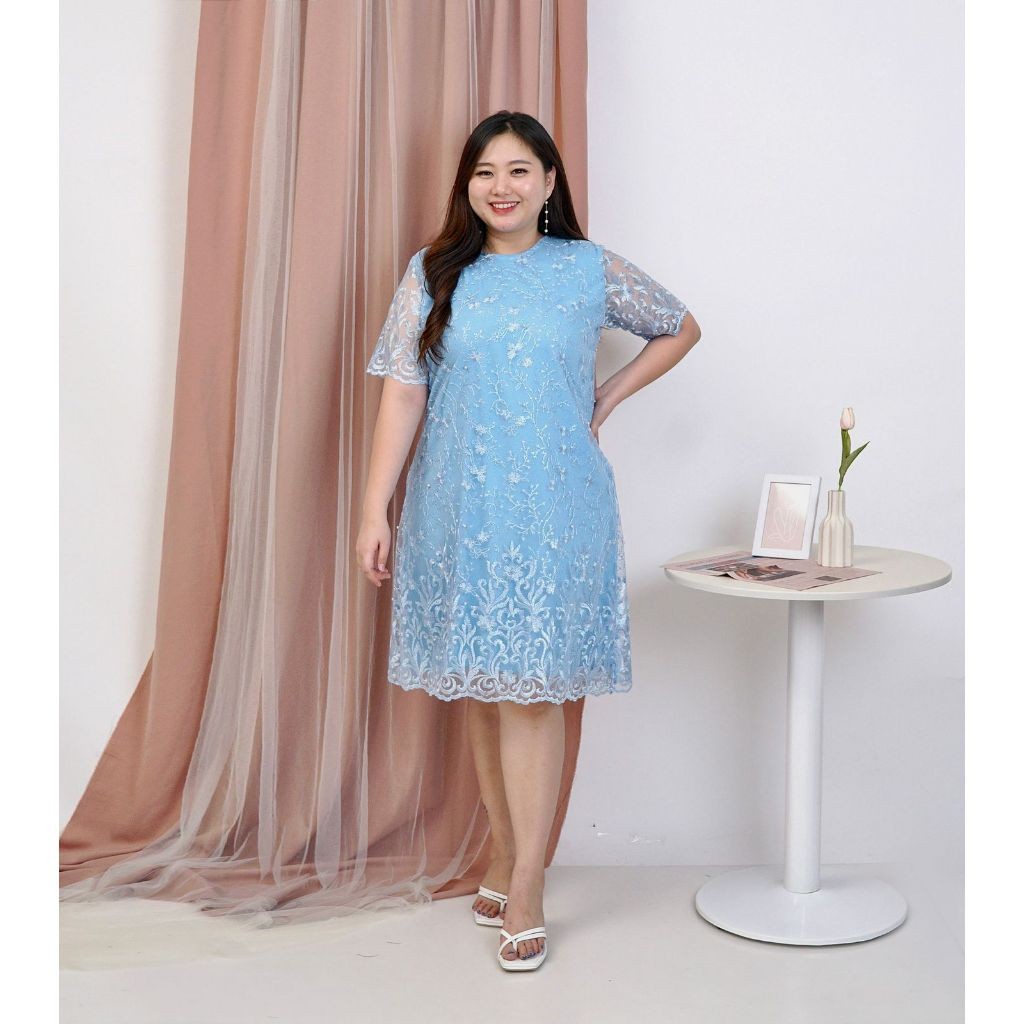 Dress Tile XXL Bigsize Jumbo Brukat Tile Bordir Gliter IMLEK Tulle Tille