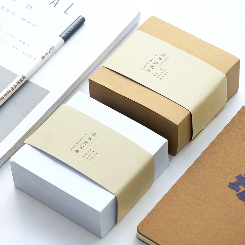 

400Sheets/Pc Thick Memo Pad Kraft White Brown Paper Square Empty Sticker Kawaii For Shool & Office Supplies Stationery