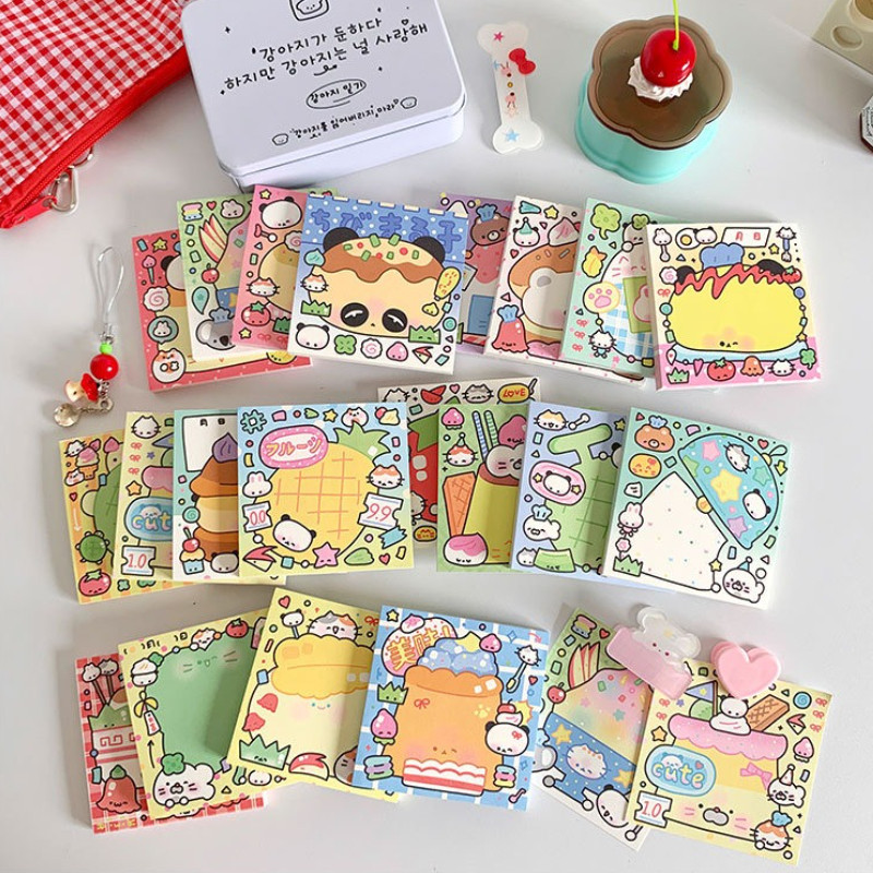 

Cute Cartoon Mini Memo Pads 3Pcs Random Designs Non-sticky Pocket Note Book for Kids Portable Leave Message Note Paper Notepads