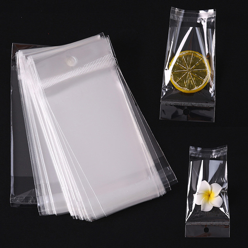 

1000 pieces/self-adhesive transparent plastic storage bag, retail packaging, with hanging hole, and commodity hanging hole bag
