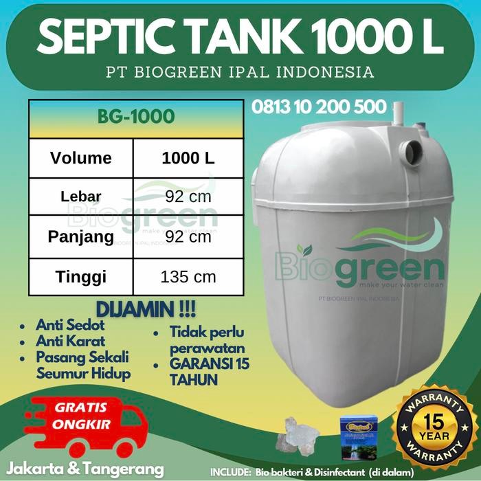 Septic Tank Biogreen 1000 Liter - FRP Fiberglass - PT Biogreen IPAL Indonesia