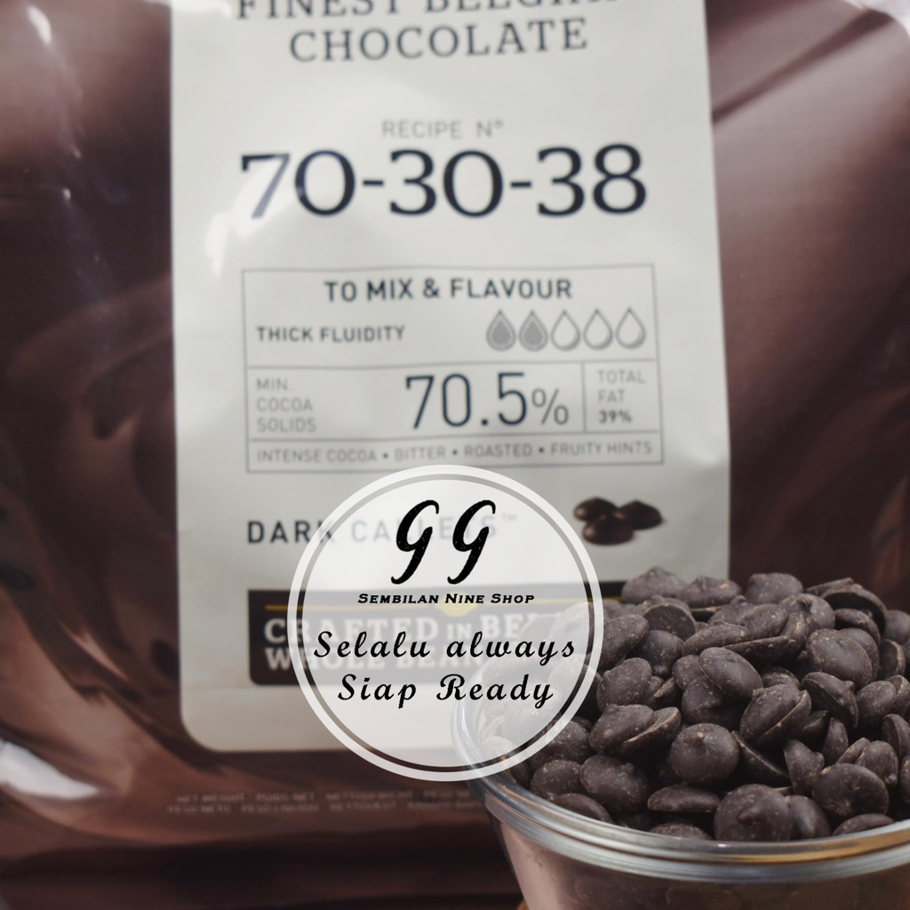 

Callebaut 250 GRAM 70.5% Dark Chocolate Couverture Callets 703038 Calebaut coklat kovertur