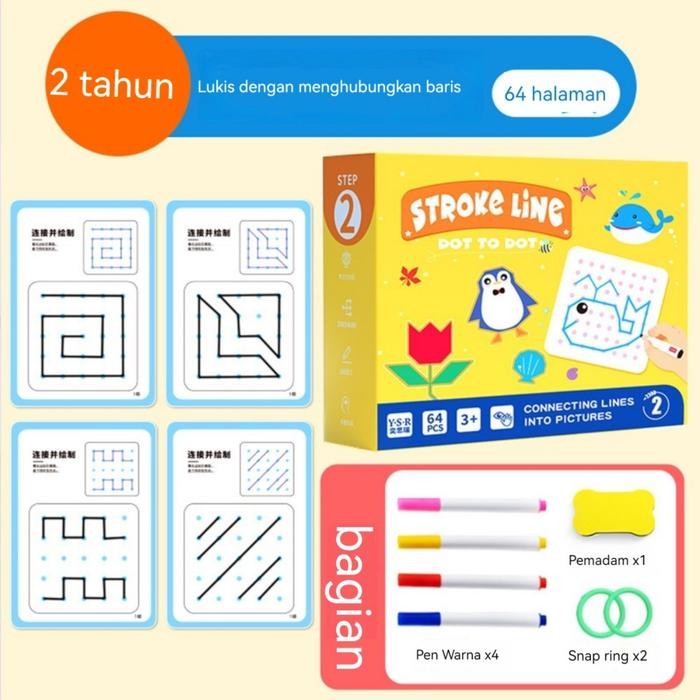 

Magic Workbook 128 Pcs / Activity Book / Dot Reusable Pen / Buku Aktivitas Anak Belajar / Pen Training Book Wipe and Clean Book Activity - kuning Lv2