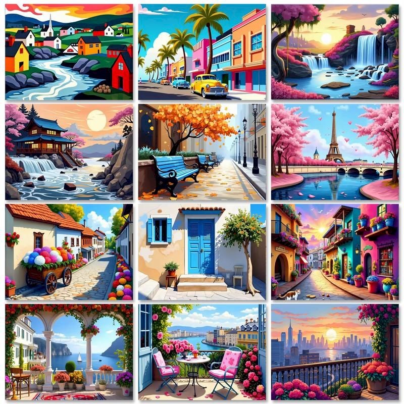 

GATYZTORY 40x50cm Painting By Numbers Scenery Handpainted Paint By Numbers Drawing On Canvas DIY Number Painting Unique Gift