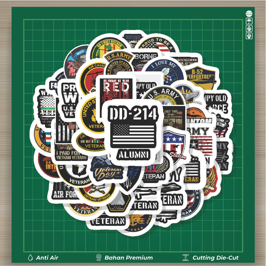 

HOT 50 PCS STIKER Stiker US Veteran Stiker Fashion Cars Decal Dingin Kartu Album Custom Vinyl Anti Air- Sticker Aesthetic Buku Journal Koper Casing HP Tablet Laptop Helm Motor Botol Minum