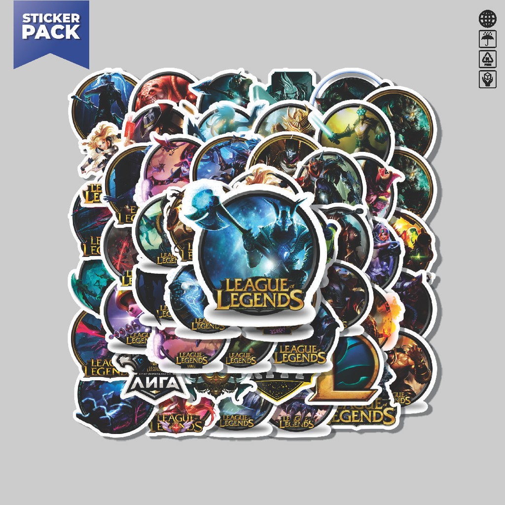 

[100PCS]Stiker Pack Stiker League Of Legends Badge 1 Aesthetic Vinyl Anti Air Dekorasi Sticker Laptop Buku Journal Koper Helm Casing HP Gitar Helm Skateboard
