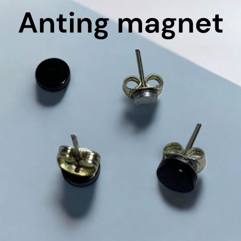 Anting Magnet Bulat Hitam Seperti Asli Ditusuk