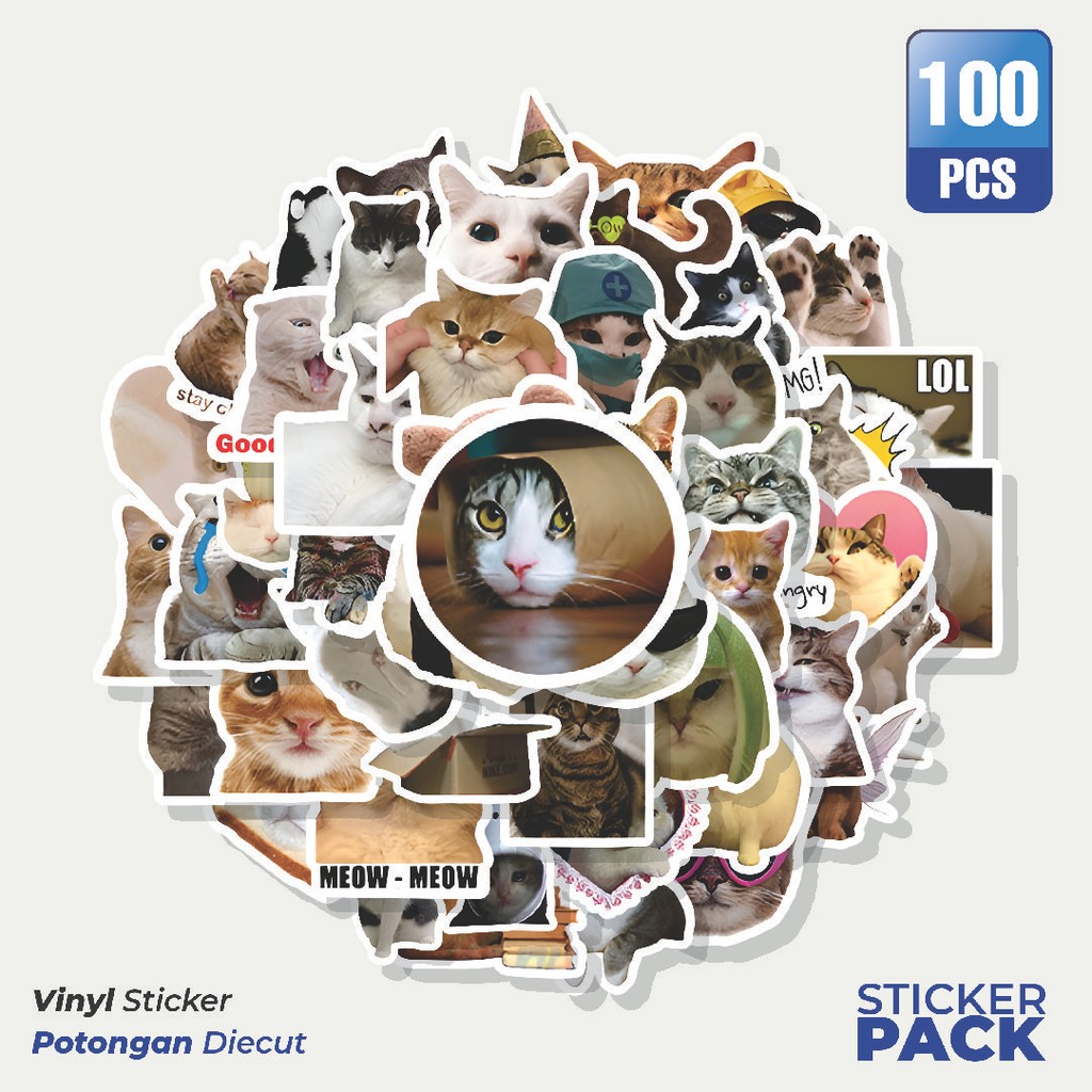 

Stiker Vinyl Stiker Funny Cats Series [Seri Kucing Lucu] Waterproof Aesthetic- Untuk Laptop, Motor, dan Helm - Paper Stationery Pack