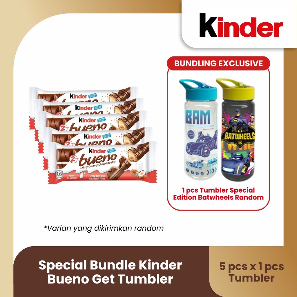 

Special Bundle Kinder Bueno 43gr - 5 Pcs Get 1 Tumbler Special Edition