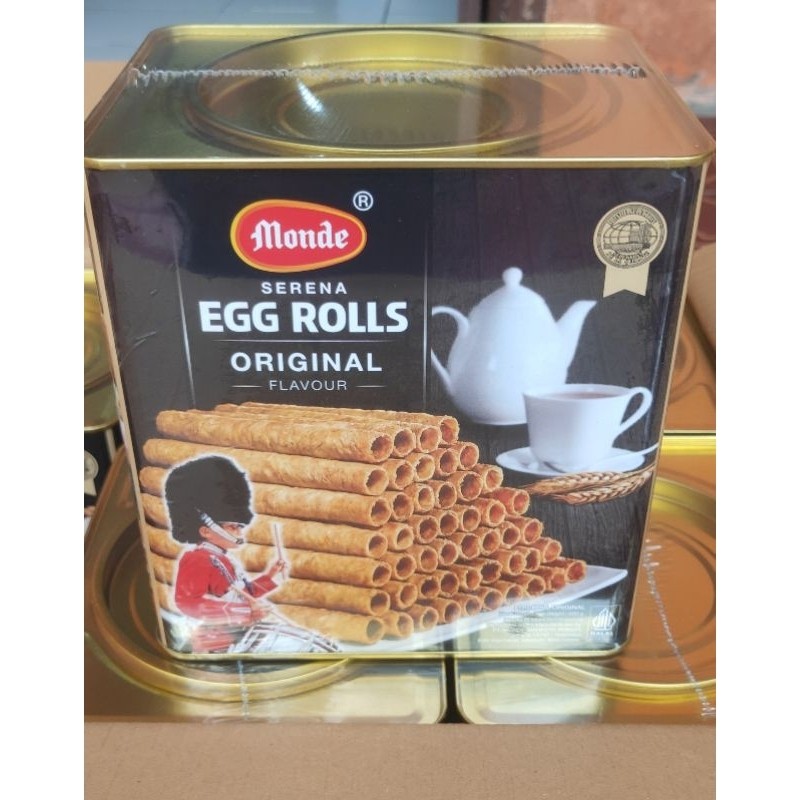 

agen distributor makanan ringan snack biskuit monde egg roll original kaleng 600gr murah berkualitas