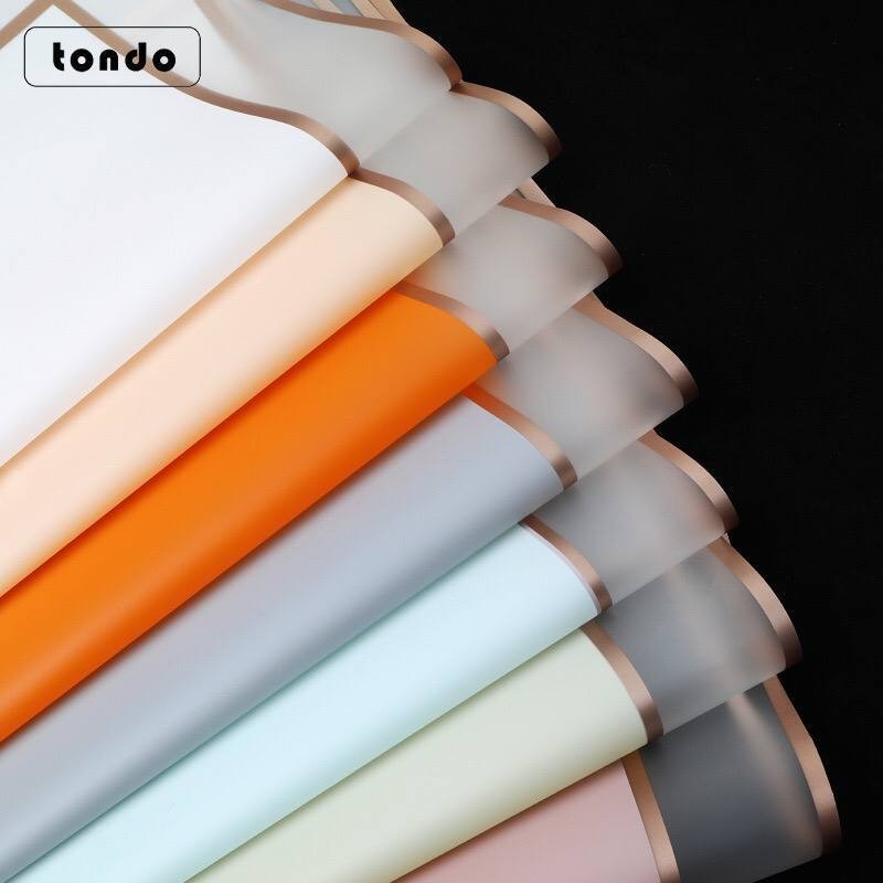 

20Lembar Cellophane Transparan List Double Gold /Flower Wrapping list Gold/ Kertas Buket Double List