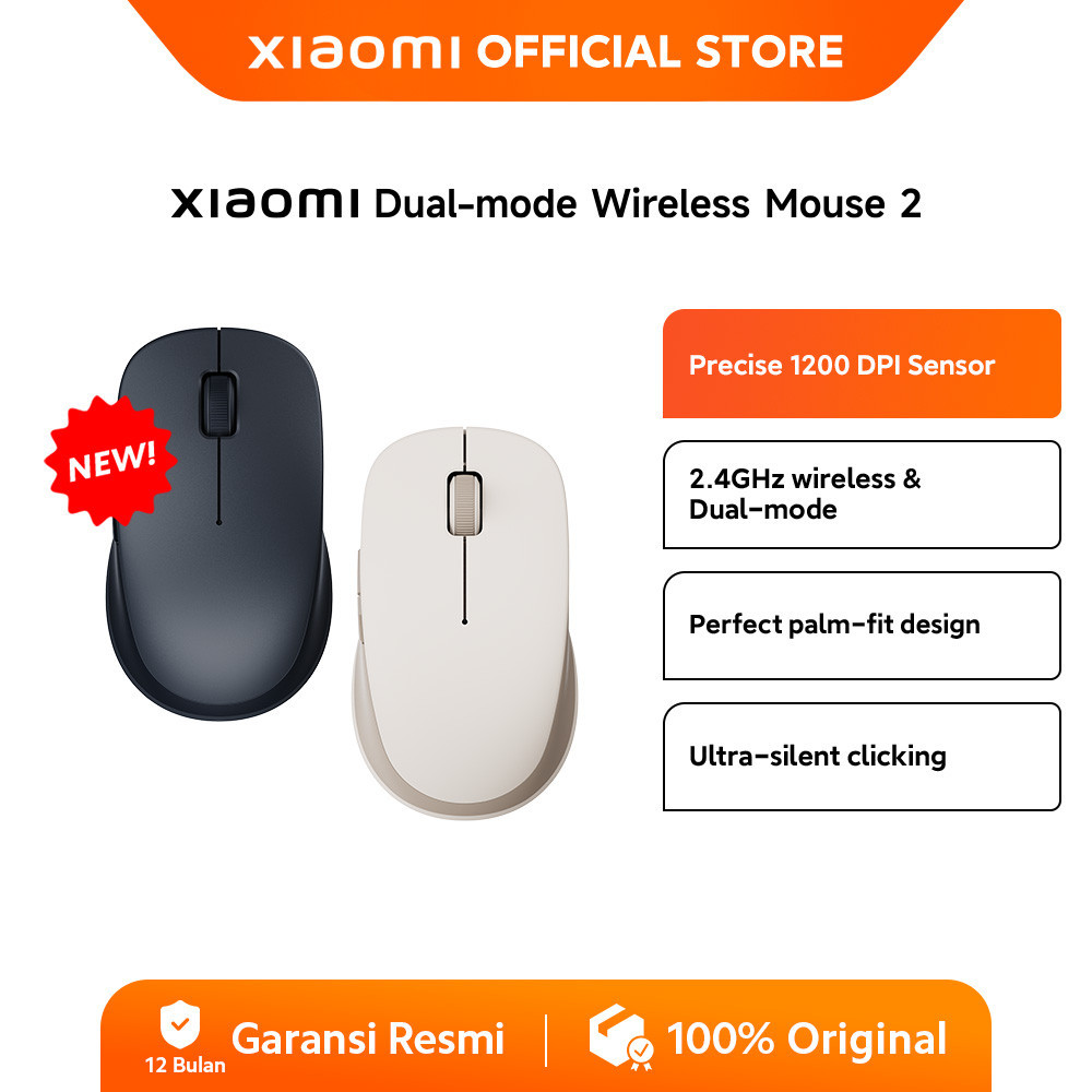 

Xiaomi Dual mode Wireless Mouse 2 | Precise 1200 DPI Sensor | 2.4GHz wireless & Dual-mode | Palm-fit design | Ultra-silent clicking [Official Store]