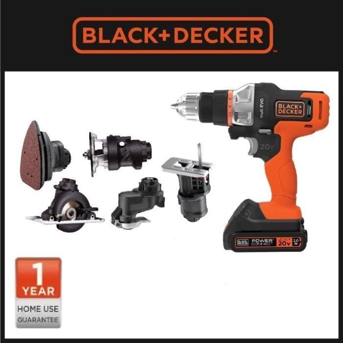 Black Decker Bor Cordless Mesin Multi Fungsi 6 Tool Kit EVO185K6