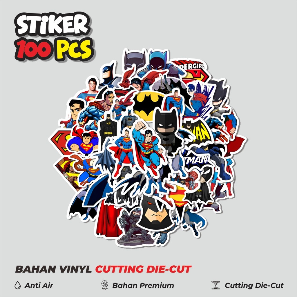 

Terbaru! 50 pcs Stiker Mix Superman & Batman Dekorasi Lucu Kreatif untuk Notebook, Skateboard, HP