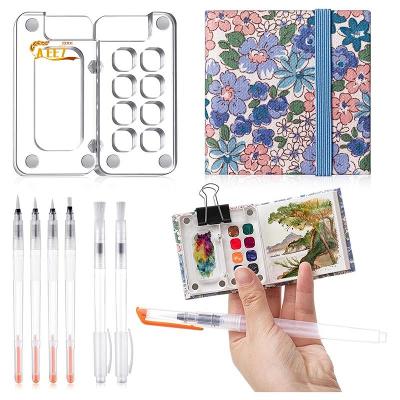 

AEE7-12 Pieces Mini Portable Watercolor Palette Set For Painters Artists Students Painting Supplies