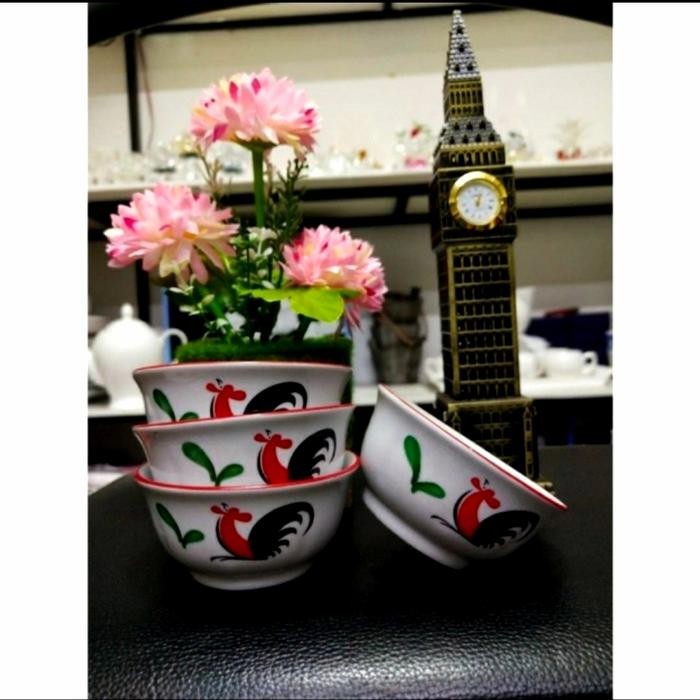 mangkok mini ayam jago isi satuan / mangkuk keramik sambal tebal